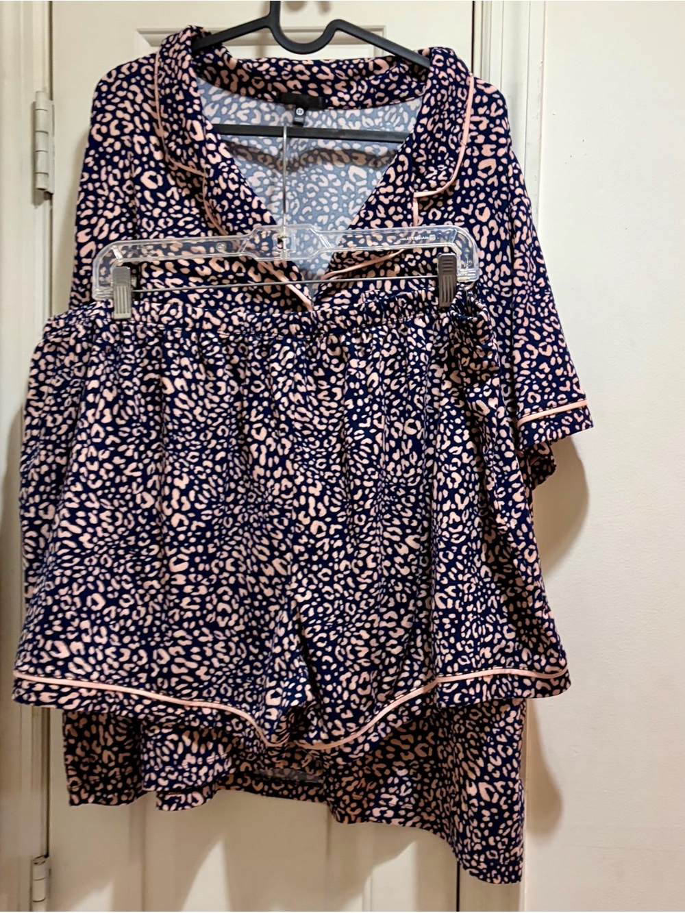 Tart Intimates Navy Blue and Blush Leopard Print 2-Piece Plus Size Pajama Set